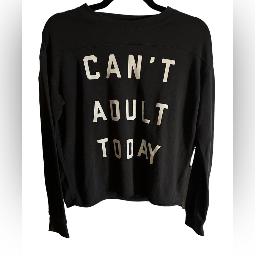 FIFTH SUN "CANT ADULT TODAY" LONG SLEEVE CROP SHIRT Med oversized